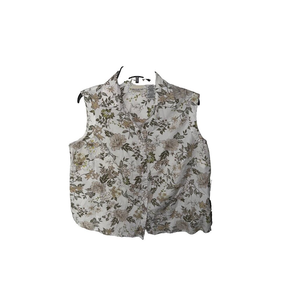 White Stag womans tank top plus size 2X (18W/20W) floral print button up casual